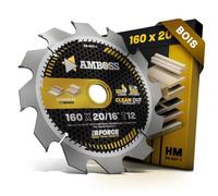 AMBOSS lame scie circulaire 160x20mm (bois) - lame de scie 160 avec 12 dents - lame scie circulaire Ø 160mm - compatible Festool: TS 55 F. TSC 55 K. HK 55. HKC 55. Bosch. Mafell