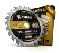 AMBOSS lame scie circulaire 160x20mm (bois) - lame de scie 160 avec 24 dents - lame scie circulaire Ø 160mm - compatible Bosch: PKS 55. Universal Circ 18V-53. Festool. Mafell