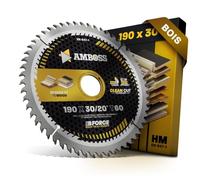 AMBOSS lame scie circulaire 190x30mm (bois) - lame de scie 190 avec 60 dents - lame scie circulaire Ø 190mm - compatible Makita: DHS783.HS7601. HS7611. HS7101. 5017RKB Metabo: KS 18. KS 66 FS.