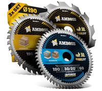 AMBOSS lame scie circulaire 190x30mm - Set de 3 lames de scie circulaire 190mm - Compatible Metabo KS 18, Makita DHS783, Einhell TP-CS 18, DeWalt DCS57