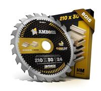 AMBOSS lame scie circulaire 210x30mm (bois) - lame de scie 210 avec 24 dents - lame scie circulaire Ø 210mm - compatible HBM: 210 DeWalt: DWE7485 Dewalt: DCS777T2-QW. Festool. Einhell