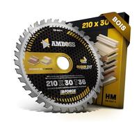 AMBOSS lame scie circulaire 210x30mm (bois) - lame de scie 210 avec 36 dents - lame scie circulaire Ø 210mm - compatible Einhell: TC-SM 2131. TE-MS 18 210. TE-MS 2112 L. Festool. Scheppach