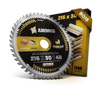 AMBOSS lame scie circulaire 216x30mm (bois) - lame de scie 216 avec 48 dents - lame scie circulaire Ø 216mm - compatible Hitachi: C 8 FSHE Metabo: TS 216