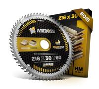 AMBOSS lame scie circulaire 216x30mm (bois) - lame de scie 216 avec 60 dents - lame scie circulaire Ø 216mm - compatible Festool: KS 60. SYM 70 Scheppach: HM216. HM90SL Einhell: TC-SM 216. Bosch