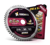 AMBOSS lame scie circulaire 216x30mm (multi) - lame de scie 216 avec 60 dents - lame scie circulaire Ø 216mm - compatible Metabo: TS 216 Bosch: GCM 8. GCM 800 SJ. PCM 8.GCM 305-216 D Güde GFO 1401.