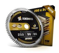 AMBOSS lame scie circulaire 250x30mm (bois) - lame de scie 250 avec 80 dents - lame scie circulaire Ø 250mm - compatible Dewalt: DWE 7492 Holzkraft: ST 1 Ferm: TSM1033. Holzmann. Atika