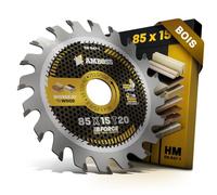 AMBOSS lame scie circulaire 85x15mm (bois) - lame de scie 85 avec 20 dents - lame scie circulaire Ø 85mm - compatible Bosch: GKS 12V-26. Bosch GKS 10.8. Makita HS 300 301. Worx Versacut 420.