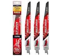 AMBOSS MULTI SHOCK Lot de 3 lames de scie sabre Longueur 230 mm / 6 dents par pouce - Idéal pour le bois avec clous et bois avec vis et acier - Multi matériaux