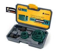 AMBOSS Teal Edition Lot de 11 scies cloches - Scie cloche précise pour bois, plastique et matériaux de plaque - Dents tranchantes et prise stable - Idéal pour les bricoleurs et les artisans