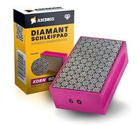 Amboss Werkzeuge Bloc abrasif grain 60 - Tampon abrasif diamant - Éponge de ponçage / convient pour carrelage + grès cérame + verre + granit + marbre