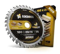 AMBOSS WERKZEUGE® Lame de scie circulaire HM, 16 Z36, à dents alternées, pour bois, à coupe fine, 160 x20/16 mm, avec bague de réduction, pour Bosch PKS 55 A, Metabo KS 55, Scheppach PL55, Festool