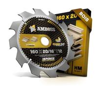 AMBOSS WERKZEUGE® Lame de scie circulaire HM, 160 x 20/16 mm, 16 Z12, à dents alternées, pour le bois, à découpe, avec bague de réduction, pour Bosch PKS 55 A, Metabo KS 55, Scheppach PL55, Festool