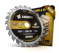 AMBOSS WERKZEUGE® Lame de scie circulaire HM, 160 x 20/16 mm, 16 Z24, à dents alternées, pour le bois Allround, avec bague de réduction, compatible avec Festool HKC 55 EB, TS 55 R, TSC 55