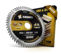 AMBOSS WERKZEUGE® Lame de scie circulaire HM, 190 x 30/20 mm, 20 Z48, à dents alternées, pour bois, sans fil, à coupe fine, avec bague de réduction, pour Bosch GKS 190, GKS 65 GCE, GKS 18V-68 GC