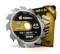 AMBOSS WERKZEUGE® Lame de scie circulaire HM, 20 Z18, à dents alternées, pour le bois, sans fil, à coupe fine, 190 x 30/20 mm, avec bague de réduction, pour Bosch GKS 190, GKS 65 GCE, GKS 18V-68 GC,