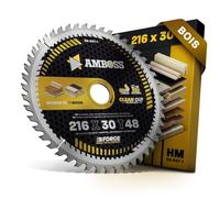 Amboss Werkzeuge Lame de scie circulaire HM 216 x 30 mm Z48 Dents alternées pour bois sans fil Coupe fine Lame de scie 216 mm Compatible avec Bosch GTS 635-216 Metabo TS 216 Festool KS 60. SYM 70.