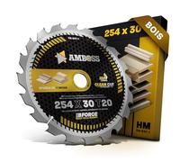 Amboss Werkzeuge Lame de scie circulaire HM 254 x 30 mm Z20 Dents alternées pour bois Lame de scie 254 mm Compatible avec Bosch GTS 10. PTS 10. 100 T.GTS 254 Black & Decker BES720-QS, Bosch GCM