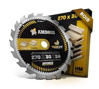 Amboss Werkzeuge Lame de scie circulaire HM 270 x 30 mm Z24 Dents alternées pour bois Lame de scie 270 mm Compatible avec Scheppach Forsa 3.0. Precisa 4.0 Makita HS0600. 5103R DeWalt DWS777, etc.