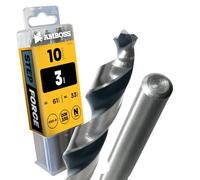 AMBOSS WERKZEUGE® Lot de 10 forets hélicoïdaux Step Force Ø 3,0 mm - HSS-G DIN 338 pour acier, acier doux, aluminium, métaux non ferreux AMBOSS WERKZEUGE® Forets à tôle hexagonales pour perceuse,