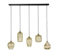 AMBRE - Suspension 5 globes en verre Doré