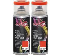 Ambro-Sol V4002009 Vernis peinture Acrylique Multi-Usage, Peinture Brillante pour Intérieur et Extérieur, Adapté a Tous Type de Matériau, Aérosol En Fer-Blanc Recyclable de 400 ml, Orange Trafic