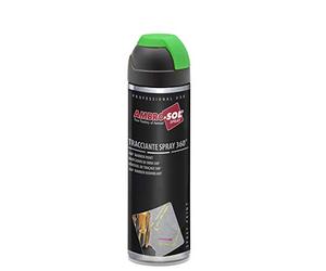 Ambro-Sol V403GIALLOF Marqueur En Aérosol 360, pour Usage Professionnel et Domestique, pour Asphalte, Murs et Bois, Aérosol En Fer Blanc Recyclable 500 ml, Bleu Fluorescent