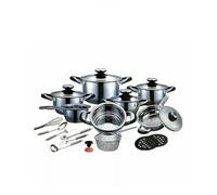 AMC Premium Lot de 25 casseroles en acier inoxydable avec fond 7 couches, bouton thermique, compatible induction, casserole et insert vapeur, édition limitée Germany