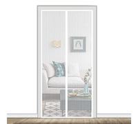 AMCER Moustiquaire Porte 80x215cm, Rideaux Anti Mouche, Automatiquement fermé aimants Ultra Seal, pour Couloirs Portes Patio - Blanc