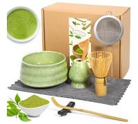 AMCHLEL Matcha Kit, 8 Pièces Ensemble à Matcha avec Bol à Matcha, Fouet a Matcha, Support de Fouet à Matcha, Cuillere Matcha, Filtre, Serviette de Thé, Stand, pour Adapté aux Débutants