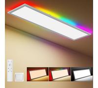 Amdelne Panneau LED 100x25cm, RGB + 3000-6500K Plafonnier LED Dimmable, 30W Luminaire Plafonnier avec Télécommande, Dalle Plafond avec Lumière nocturne/Minuterie pour Chambre, Cuisine, Salon Bureau