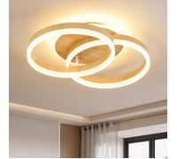 AMDELNE Plafonnier LED Salon φ50 cm/36 W/avec télécommande/Métal+Acrylique/pour Salon/Salle à manger - Imitation Bois