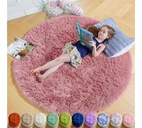 Amdrebio Tapis Rond à Poils Longs pour Chambre à Coucher, Chambre d’Enfant ou dortoir, Tapis Pelucheux et Moelleux, décoration Mignonne pour bébé/Adolescent, 1,5 x 1,5 m, Ivoire/Blanc