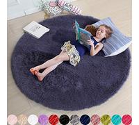 Amdrebio Tapis Rond à Poils Longs pour Chambre à Coucher, Chambre d’Enfant ou dortoir, Tapis Pelucheux et Moelleux, décoration Mignonne pour bébé/Adolescent, 1,8 x 1,8 m, Gris