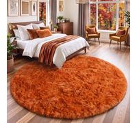 Amdrebio Tapis rond à poils longs pour chambre à coucher, salon, chambre d'enfant, dortoir, salle de classe, orange brûlée, 1,8 m