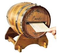 Ameble Boîte à Cartes de Mariage en Bois en Forme de tonneau Whisky, pour réception, boîte aux Lettres Rustique pour Mariage, Remise diplôme, fête prénuptiale, fête d'anniversaire