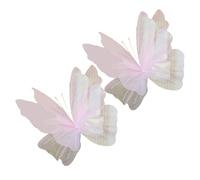 Ameble Lot de 2 Grands Papillons artificiels décoratifs pour allée de Mariage, décoration intérieure, Accessoires Photo et Loisirs créatifs - Iridescents