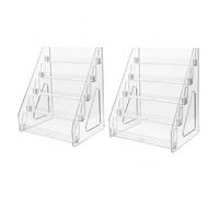 Ameble Lot de 2 présentoirs de cartes en acrylique à 5 niveaux, support rangement livres bureau pour livres d'images pour enfants, cartes à collectionner, baseball, organisateur p