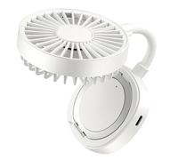 Ameble Mini Ventilateur pour Bureau Ventilateur de Bureau Rechargeable USB avec Fixation magnétique 4 en 1 Portable et Support de téléphone Blanc