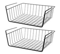 Ameble Panier de Rangement sous étagère, Lot de 2 paniers Suspendus en Fil métallique, Installation sans Outils, Organisateur d'étagère pour Placard Cuisine et Garde-Manger, Rangement sous éta