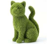 Ameble Statue de Jardin de Chat Assis floqué 4, 17x2, 52x5, 43 Pouces, décoration topiaire d'animal Vert pour intérieur et extérieur, topiaire Chien Mignon, Sculpture Chat pour Cour