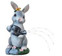 Ameble Statue de Jardin Solaire en Forme de Lapin avec arrosoir, Figurine Lapin en résine résistante aux intempéries pour décoration extérieure, lumière Solaire Automatique pour Patio, Cour, allée