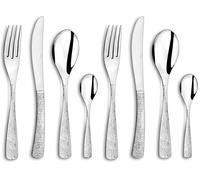 Amefa 241300AF01C40 Ethnic Couverts de table/coffret 6 personnes Acier Inoxydable/Couvert Monobloc Finition Brillante 13,7 x 7 x 26,5 cm (Lot de 2)