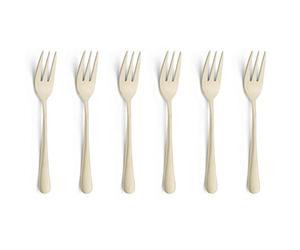 Amefa Austin Lot de 6 fourchettes à Dessert | Design élégant | Fourchettes à gâteau en Acier Inoxydable avec Finition PVD | Champagne satiné | 14,3 cm | Inoxydable et Passe au Lave-Vaisselle