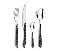 AMEFA - Ménagère 24 couverts de table pour 6 personnes - Eclat Géo - Acier inoxydable 18/0, Finition Brillante - Noir et Blanc