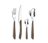 Amefa – Ménagère 24 couverts Eclat Nature – Acier inox 18/0, finition brillante – Bois foncé