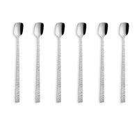 Amefa FELICITY Lot de 6 cuillères à latte macchiato/cuillères à long drink de qualité supérieure, longues cuillères martelées, design martelé, couverts en acier inoxydable 18/0, passe au