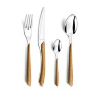 AMEFA - Ménagère 24 couverts de table pour 6 personnes - Eclat Nature - Acier inoxydable 18/0, Finition Brillante - Bois Clair