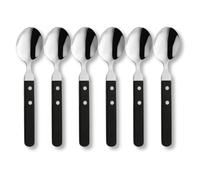 Amefa PIZZA 7000 Lot de 6 cuillères à pizza/steak pour 6 personnes | Poignée noire | Acier inoxydable 18/0 | Poli & Inoxydable | Poignées à 2 rivets en bois Pakka | Couverts à pizza | Couverts à steak