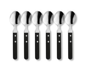 Amefa PIZZA 7000 Lot de 6 cuillères à pizza/steak pour 6 personnes | Poignée noire | Acier inoxydable 18/0 | Poli & Inoxydable | Poignées à 2 rivets en bois Pakka | Couverts à pizza | Couverts à steak
