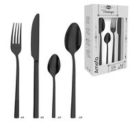 AMEFA Square Ménagère 16 couverts Acier Inox PVD Pour 4 personnes, Noir | Ménagère 16 couverts pour 4 personnes, Acier inox 18/0, Finition PVD Noir, Lavage à la main recommandé